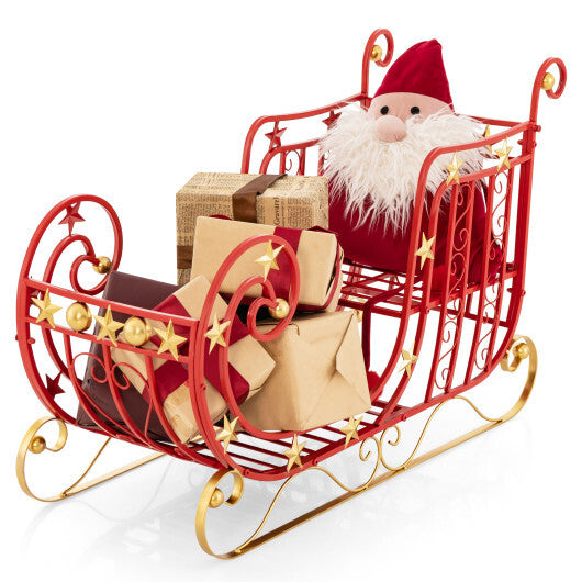 Metal Christmas Santa Sleigh with Large Cargo Area for Gifts - Color: Red