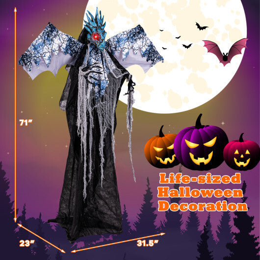 6ft Halloween Animatronic Decoration with Light Up Eyes Posable Wings and Arms