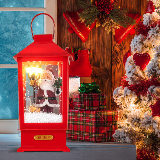 61 Inch Christmas Musical Street Lamp Post with Detachable Snow Globe Lantern-Red - Color: Red