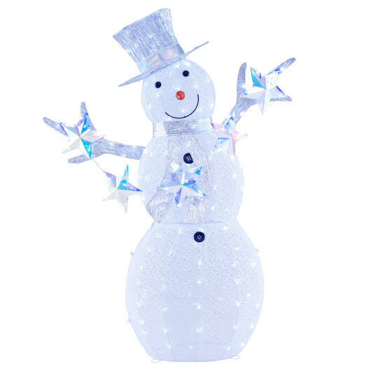 5 ft Pre-Lit Christmas Snowman with Stars - Color: White