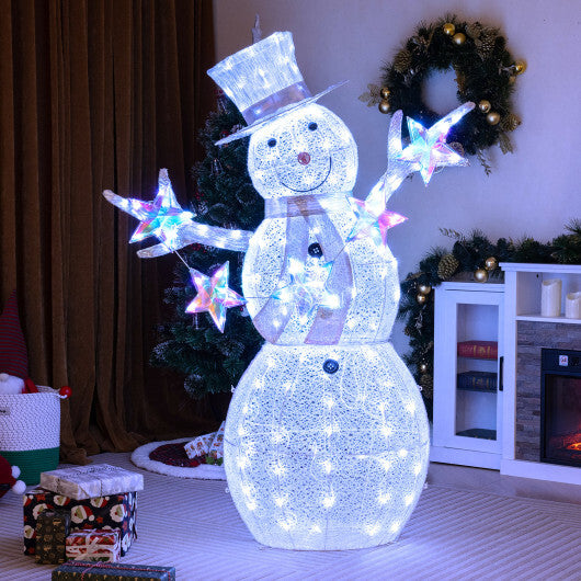 5 ft Pre-Lit Christmas Snowman with Stars - Color: White