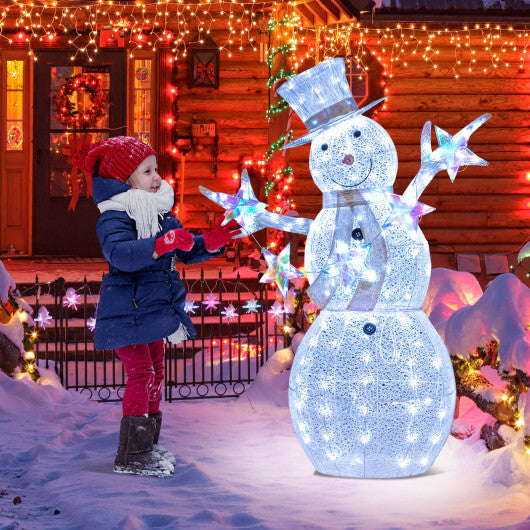 5 ft Pre-Lit Christmas Snowman with Stars - Color: White