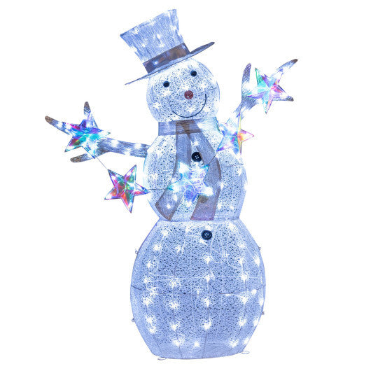 5 ft Pre-Lit Christmas Snowman with Stars - Color: White