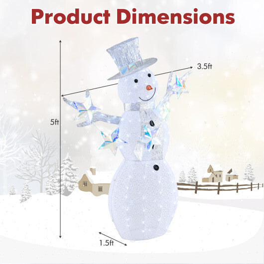 5 ft Pre-Lit Christmas Snowman with Stars - Color: White