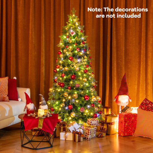 6/7.5 Feet Pre-Lit Artificial Christmas Tree with 11 Modes and Metal Stand-6 ft - Color: Green - Size: 6 ft