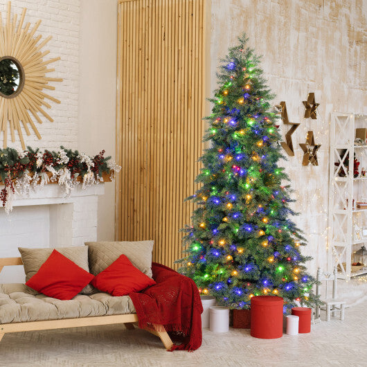 6/7.5 Feet Pre-Lit Artificial Christmas Tree with 11 Modes and Metal Stand-6 ft - Color: Green - Size: 6 ft