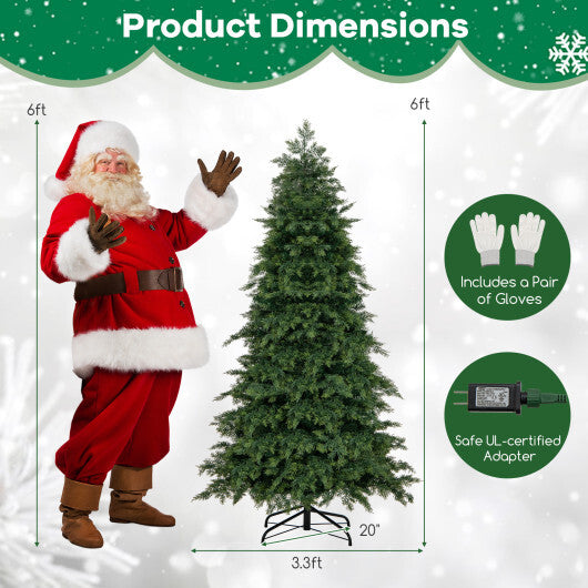 6/7.5 Feet Pre-Lit Artificial Christmas Tree with 11 Modes and Metal Stand-6 ft - Color: Green - Size: 6 ft