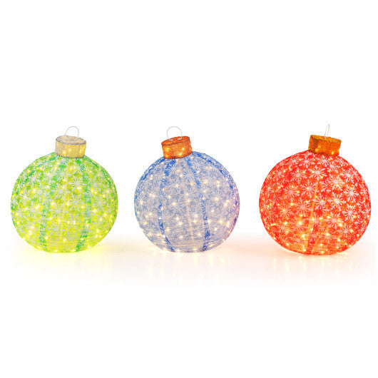 3-Piece Pre-Lit Pop up Christmas Ball Set warm white