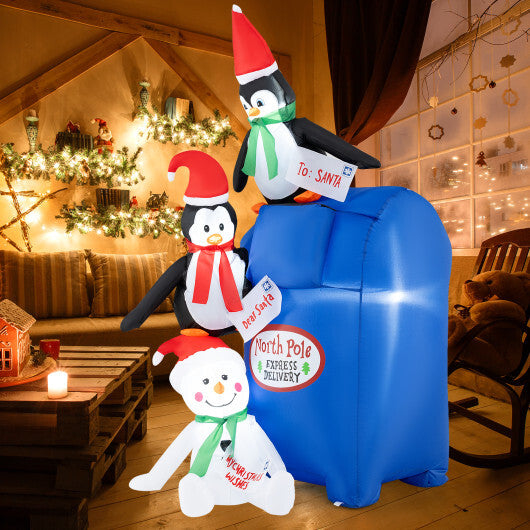 6 Feet Lighted Christmas Inflatable Penguins and Snowman with Built-in LED Lights