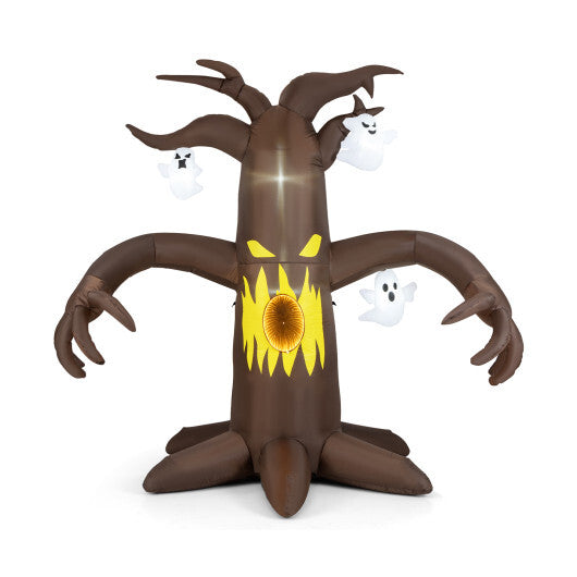 7.8 Feet Halloween Inflatables Scary Dead Tree Halloween Decoration with Ghost - Color: Brown