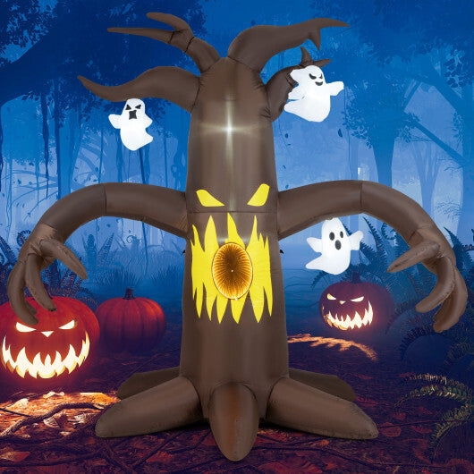 7.8 Feet Halloween Inflatables Scary Dead Tree Halloween Decoration with Ghost - Color: Brown