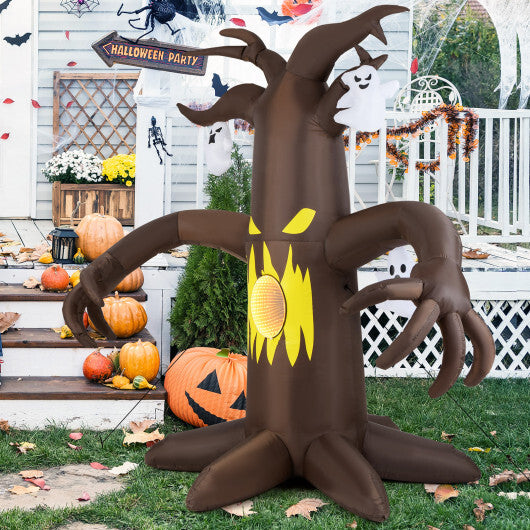7.8 Feet Halloween Inflatables Scary Dead Tree Halloween Decoration with Ghost - Color: Brown