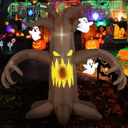 7.8 Feet Halloween Inflatables Scary Dead Tree Halloween Decoration with Ghost - Color: Brown