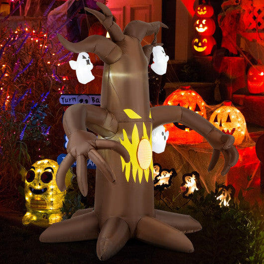 7.8 Feet Halloween Inflatables Scary Dead Tree Halloween Decoration with Ghost - Color: Brown