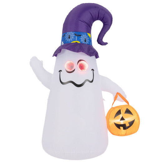 6 Ft Halloween Inflatables Cute Ghost with Dimming Infinity Mirror Light