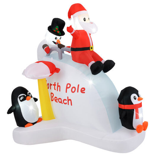 6 Feet Christmas Inflatable with Blow up Penguins and Santa Decoration - Color: Multicolor - Size: 6 ft