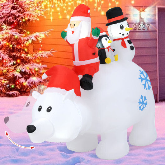 6 Ft Christmas Inflatable with Lights Animated Santa Penguin and Snowman