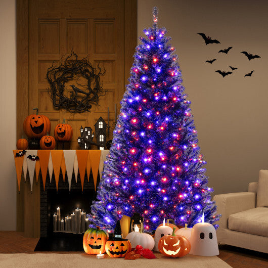 6/7/8 Feet Artificial Christmas Tree with 6 Lighting Modes and Spooky Sounds-8 ft - Color: Black - Size: 8 ft