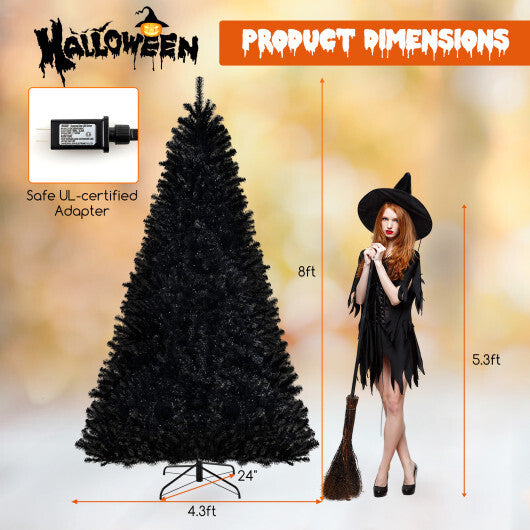 6/7/8 Feet Artificial Christmas Tree with 6 Lighting Modes and Spooky Sounds-8 ft - Color: Black - Size: 8 ft