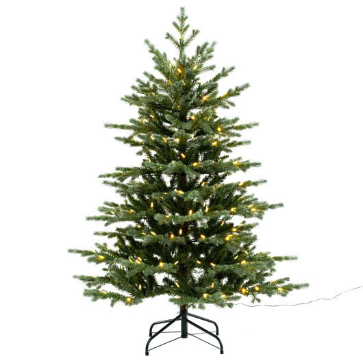 5/6/7 Feet Artificial Christmas Tree with 1426/2116/3156 Lush PVC and 200/300/400 Warm White LED Lights-5 fit - Color: Green - Size: 5 ft
