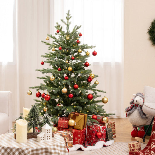 5/6/7 Feet Artificial Christmas Tree with 1426/2116/3156 Lush PVC and 200/300/400 Warm White LED Lights-5 fit - Color: Green - Size: 5 ft