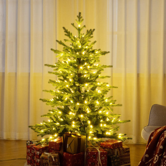 5/6/7 Feet Artificial Christmas Tree with 1426/2116/3156 Lush PVC and 200/300/400 Warm White LED Lights-5 fit - Color: Green - Size: 5 ft