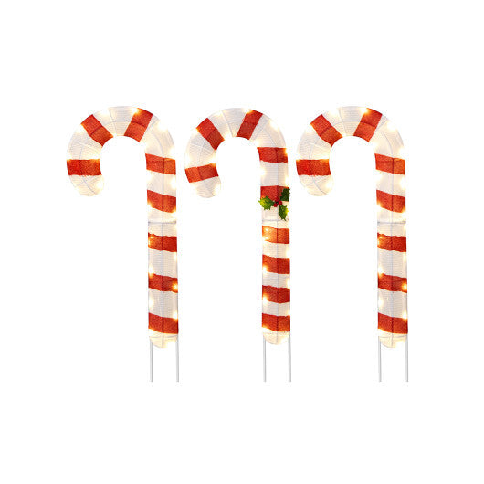 3 Pieces Pre-Lit Candy Canes with 75 LED Lights