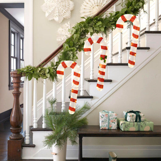 3 Pieces Pre-Lit Candy Canes with 75 LED Lights
