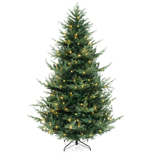 8 FT Pre-Lit Artificial Hinged Xmas Tree with 1480 PVC and PE Branch Tips-XL - Color: Green - Size: 8 ft