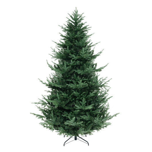 8 FT Pre-Lit Artificial Hinged Xmas Tree with 1480 PVC and PE Branch Tips-XL - Color: Green - Size: 8 ft