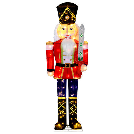 5 FT Lighted Nutcracker Soldier Outdoor Christmas Decoration with Glitter Sword