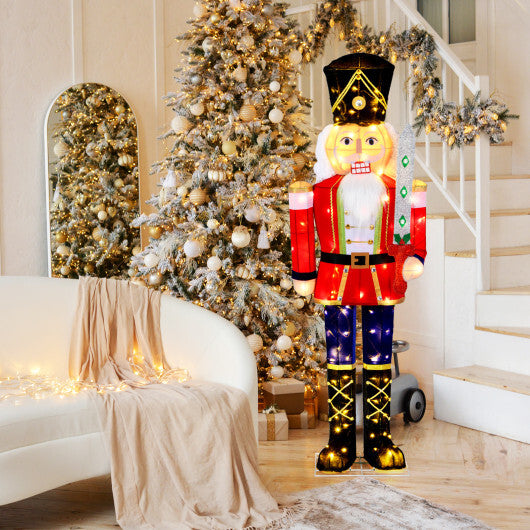 5 FT Lighted Nutcracker Soldier Outdoor Christmas Decoration with Glitter Sword