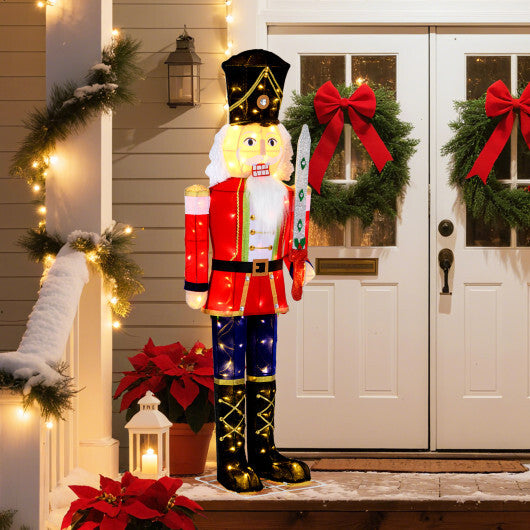 5 FT Lighted Nutcracker Soldier Outdoor Christmas Decoration with Glitter Sword