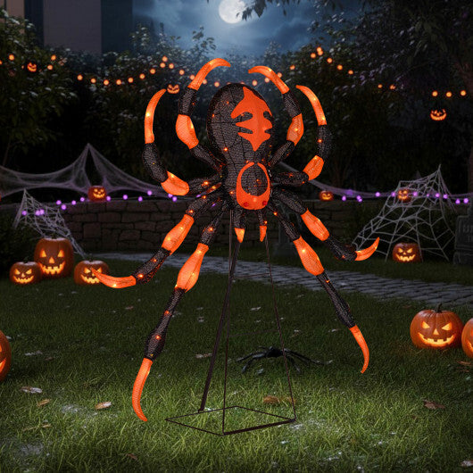 52 Inch Halloween Spider Decoration with 16 Flickering Warm White LEDs