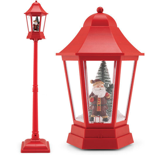 5.3 Feet Musical Christmas Street Lamp with 60 Warm White LED Lights-Red - Color: Red