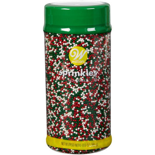 Wilton Christmas Nonpareils Sprinkles 13.6 oz. Bulk Size Bottle