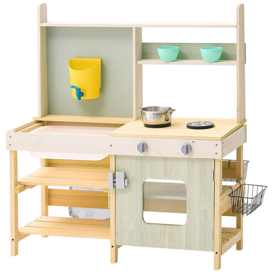 Wooden Mud Kitchen Outdoor Toy Play Kitchen Set for Kids Pretend Playset