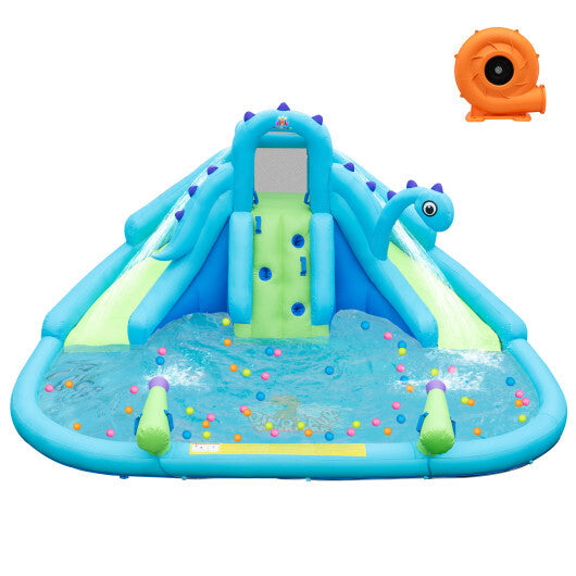 Inflatable Water Slide with Dual Slides and Large Splash Pool and Carry Bag