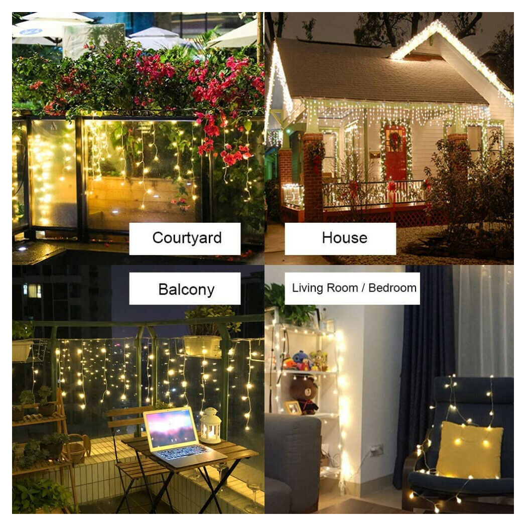 Curtain Icicle Lights Wedding Party LED Fairy Christmas Indoor Outdoor