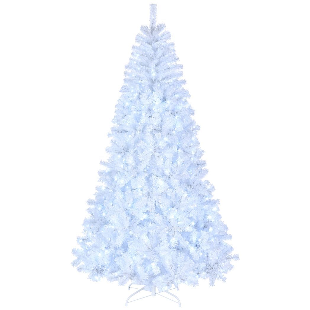 7ft 1346 Branches Automatic Tree Structure PVC Material 500 Lights Cool Color 8 Modes Christmas Tree White