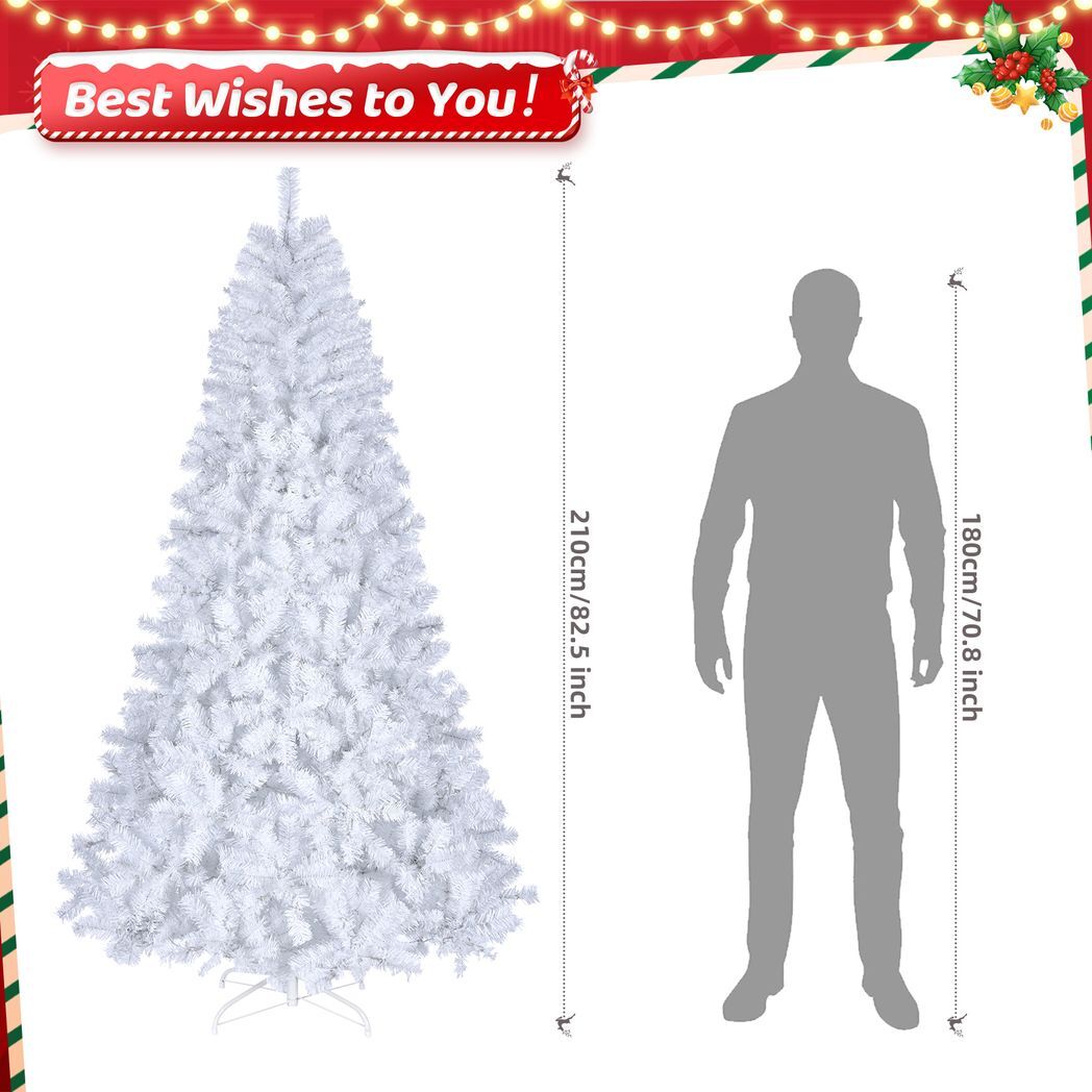 7ft 1346 Branches Automatic Tree Structure PVC Material 500 Lights Cool Color 8 Modes Christmas Tree White