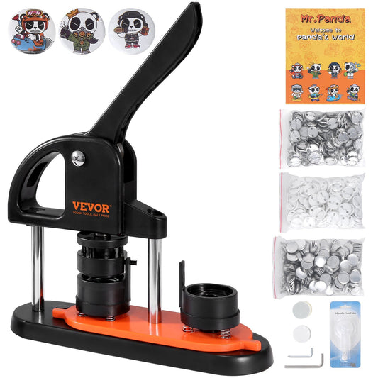 Button Maker, 1.25 inch/32mm Pin Maker with 500pcs Button Parts, Ergonomic Arc Handle Punch Press Kit, Button Maker Machine with Panda Magic Book, For Children DIY Gifts and Christmas