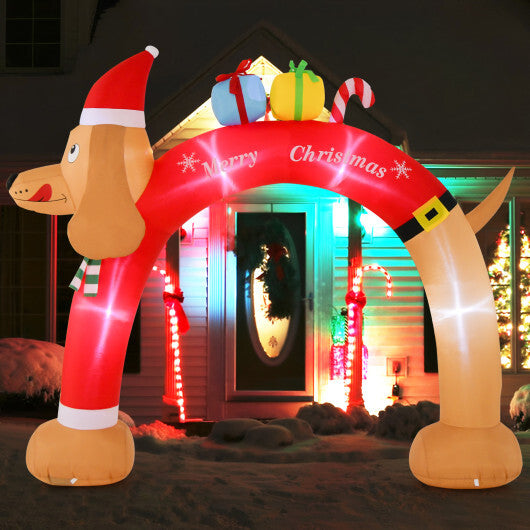 8 Feet Lighted Inflatable Christmas Dachshund Arch with Air Blower - Color: Multicolor - Size: 8 ft