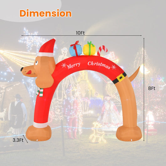 8 Feet Lighted Inflatable Christmas Dachshund Arch with Air Blower - Color: Multicolor - Size: 8 ft