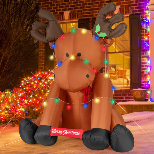 8.5 Feet Tall Christmas Inflatable Reindeer with 24 LED String Lights - Color: Brown