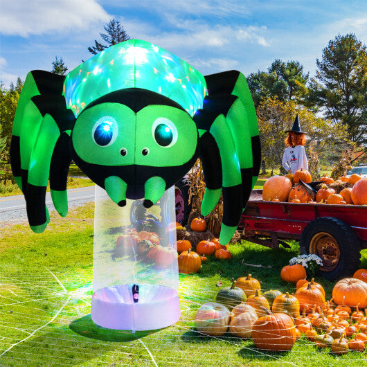 6 Feet Halloween Inflatable Spider with 3 Color Rotating Light - Color: Green - Size: 6 ft