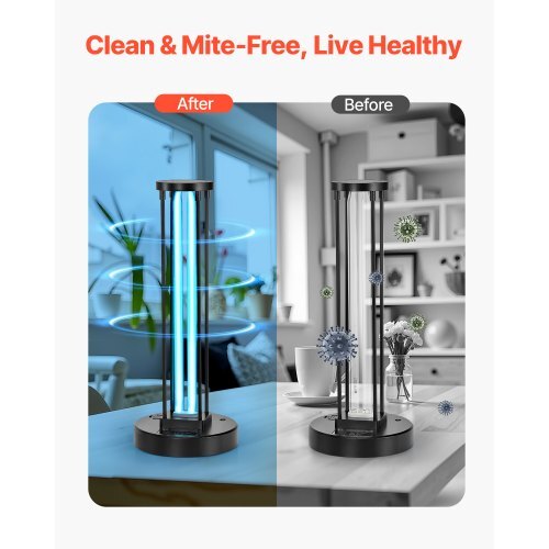 UV Light, 36W Ultraviolet Lamp with Ozone Purifier, UVC Lamp with 30/60/120 Minutes 3-Gear Timer and Remote Control, for Room up to 400 sqft, UVO Lights for Living Room, Bedroom, Hotel, School