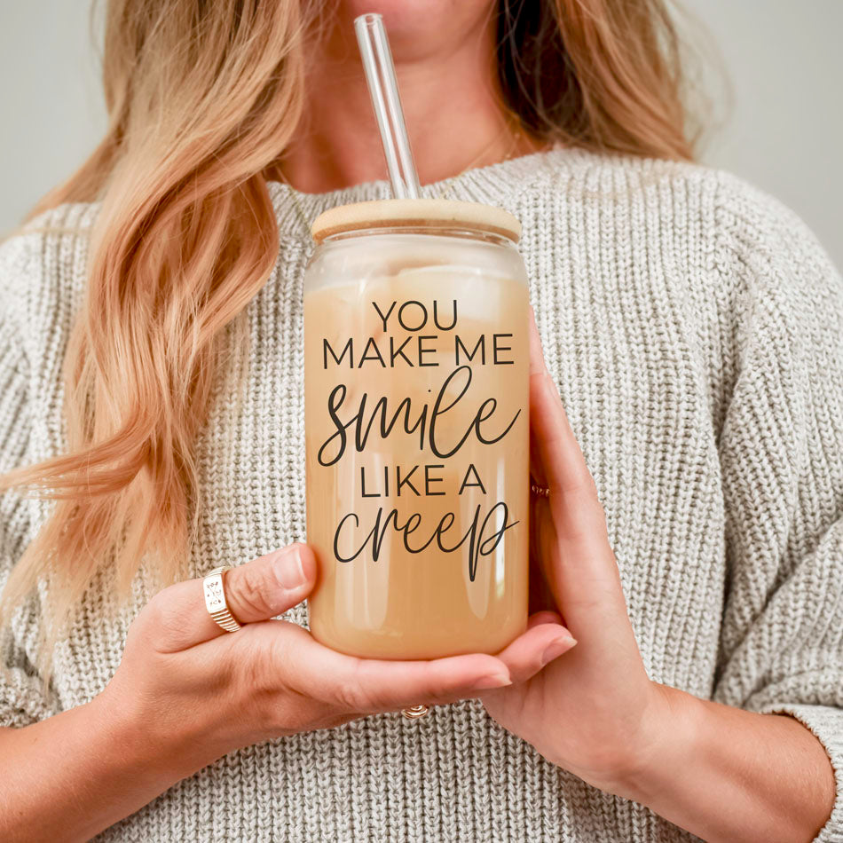 Smile Like A Creep 20oz Glass cup