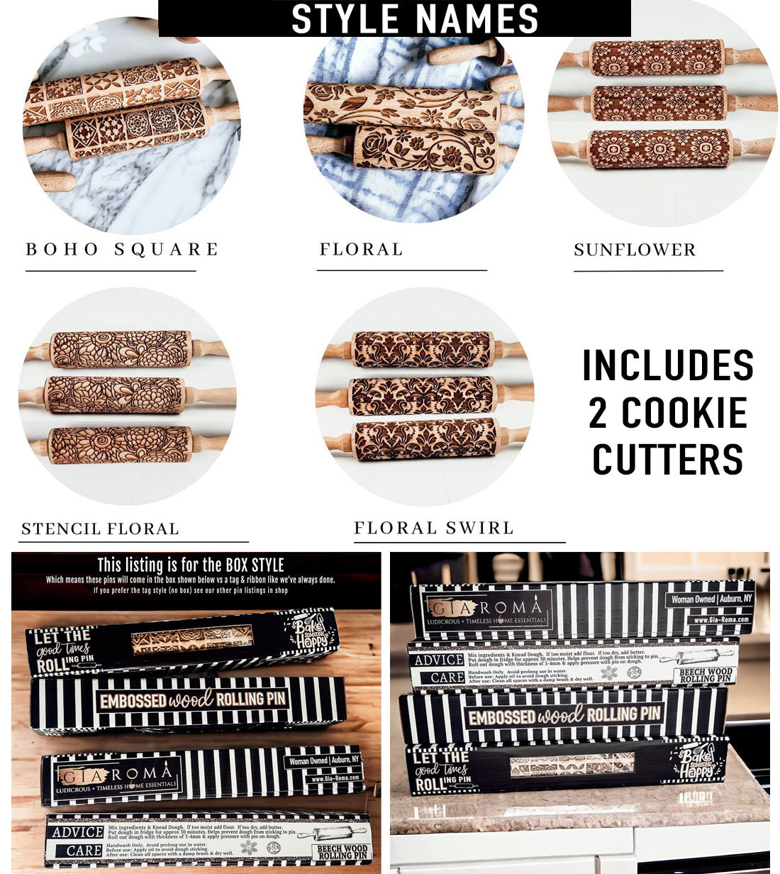 Embossed Rolling Pins | Unique Baking Gift Sets